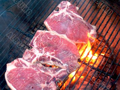 T-Bone Steaks on the Barbecue Grill