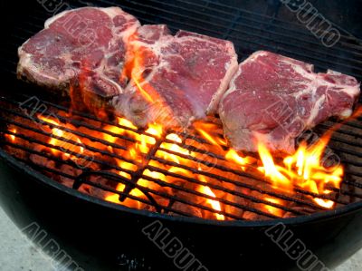 T-Bone Steaks on the Barbecue Grill