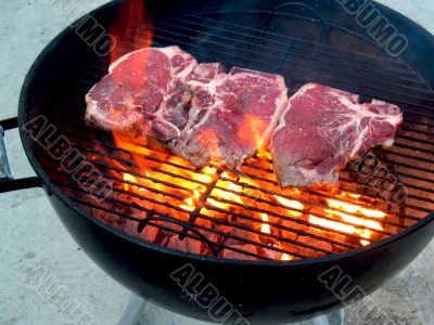 T-Bone Steaks on the Barbecue Grill