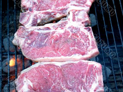 T-Bone Steaks on the Barbecue Grill
