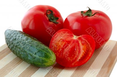 Vegetables on cutting board.