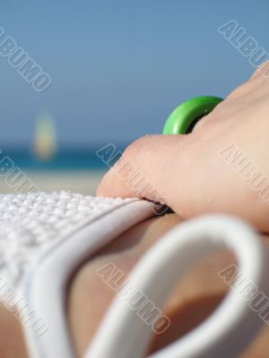 female`s hand on her stomach