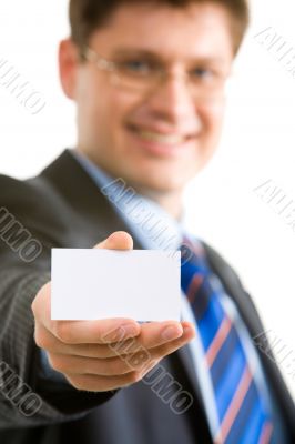 Showing business card