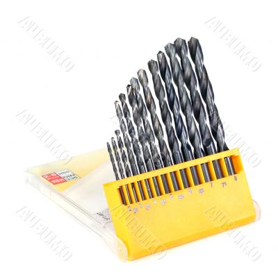 Set of metal borer on a white background