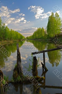 Dream of fisherman. Evening ashore lake