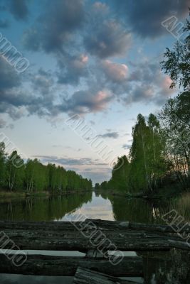 Dream of fisherman. Twilights ashore lake