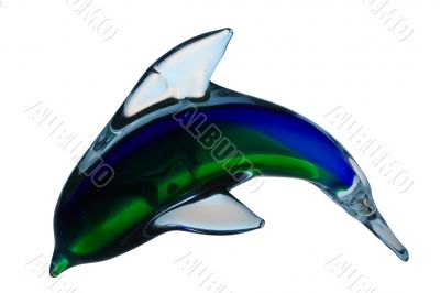 Glass dolphin isolated on the white background