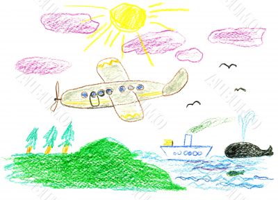 child`s bright drawing