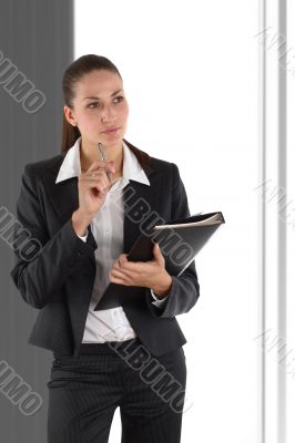 thinking girl with file 2
