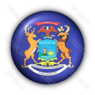 Round Button USA State Flag of Michigan