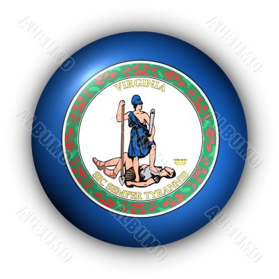 Round Button USA State Flag of Virginia