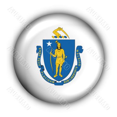 Round Button USA State Flag of Massachusetts