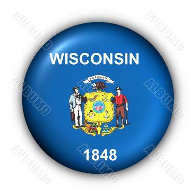 Round Button USA State Flag of Wisconsin