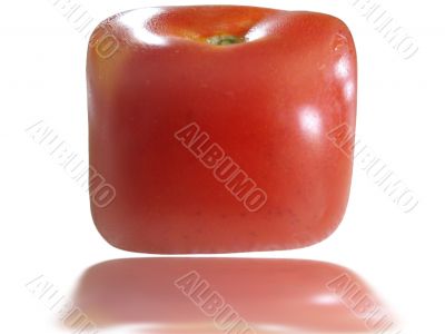 Cube tomato with reflection