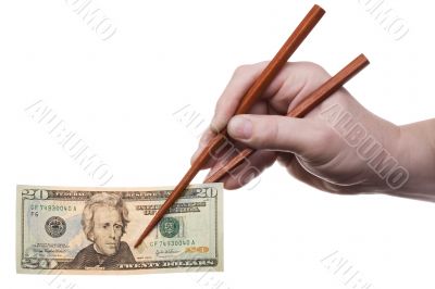 Chopsticks with banknote 2