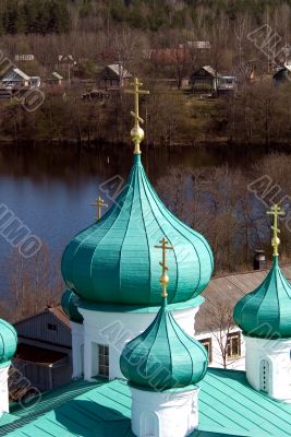 Domes of church in Monastery of St A. Svirsky
