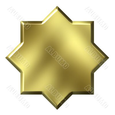 3d golden 8 point star