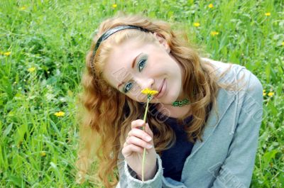 Sniffing dandelion