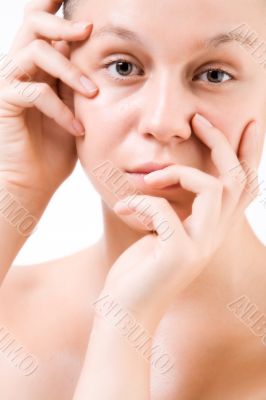 Natural woman looking into the lens