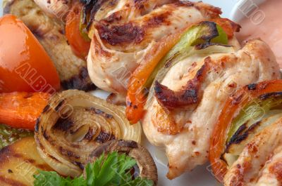 chicken kebab closeup