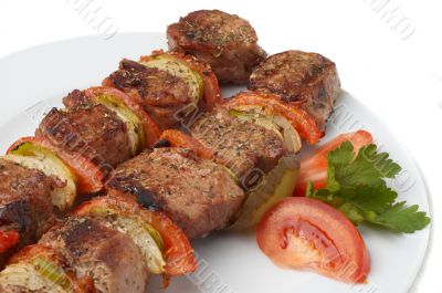 grilled kebab with vegetables