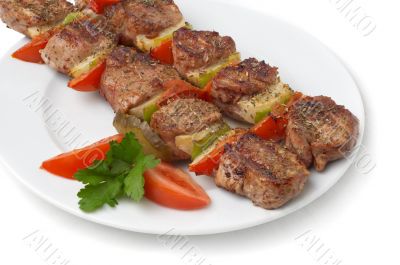 grilled kebab with vegetables