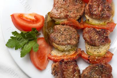 grilled kebab with vegetables
