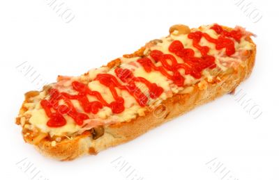 hot ham and cheese baguette