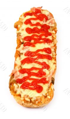 hot ham and cheese baguette