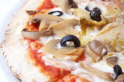closeup of italian pizza