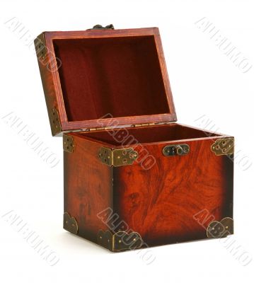 open antique wooden trunk