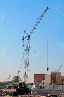 The crane on a building site