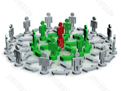 Conceptual image of teamwork. 3D image.