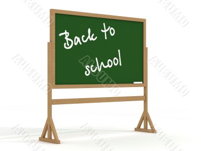 Blackboard with a chalk on a white background. 3D image.