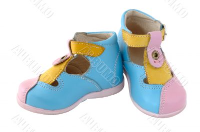 Baby`s summer leather boots.