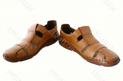 Man`s  leather brown shoes.