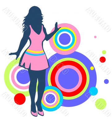 woman and abstract pattern