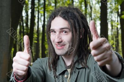 Young man with dreadlock hair.