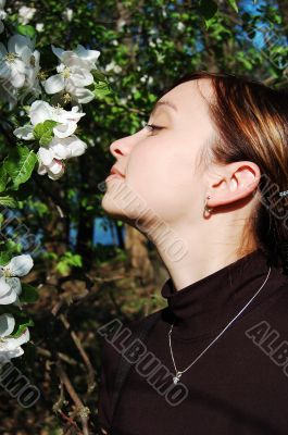 Sniffing apple tree