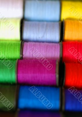 Colourful spools of cotton