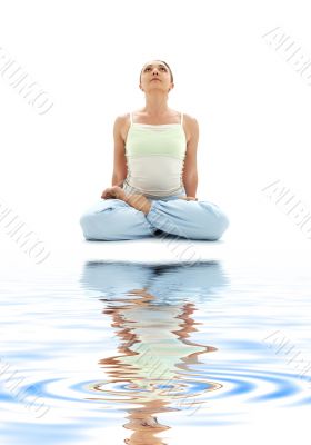 padmasana lotus pose on white sand #2