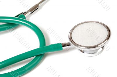Green stethoscope isolated