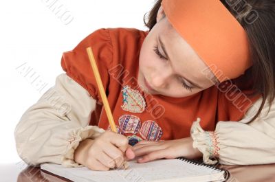 adorable girl studying