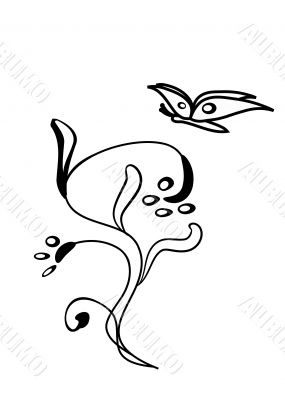 floral element with butterfly