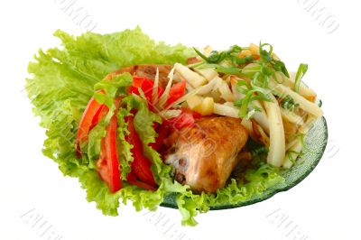 Fried chicken and potato