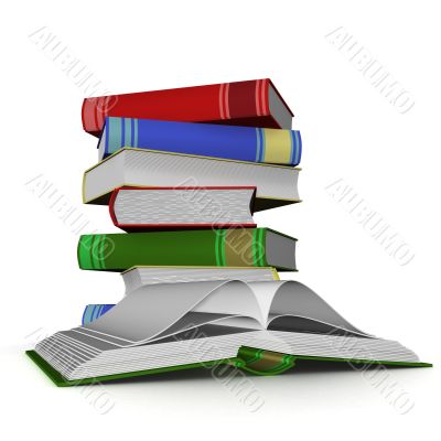 Pile of books. 3D the isolated image.