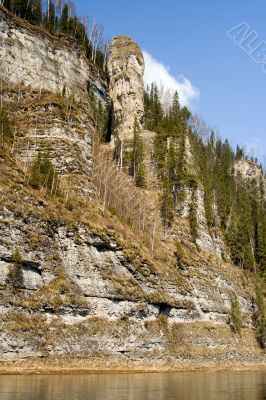 Column on mountain. A landscape.