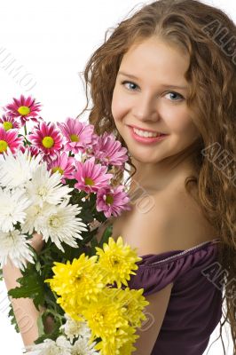 woman with flowers