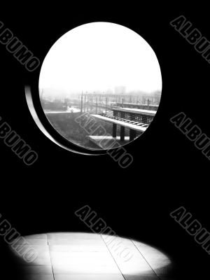 Black white window view