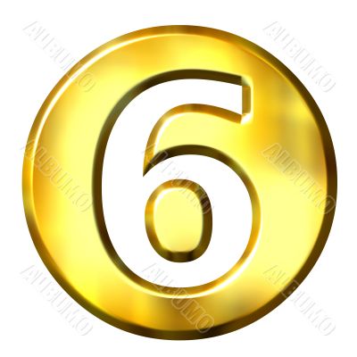 3D Golden Framed Number 6